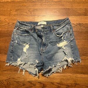 Abercrombie & Fitch Ripped Blue Jean Shorts